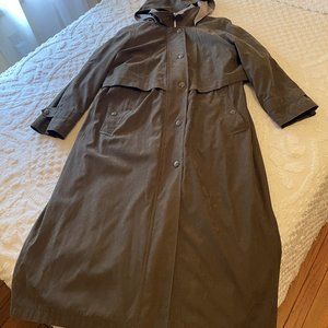 F. S. Limited Trench Coat, Dark Green, Size 14